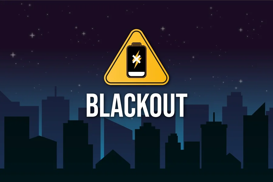 Nighttime darkened cityscape with silhouetted soldier and radar dishes amid arcs of electric jamming pulses and cascading binary code.