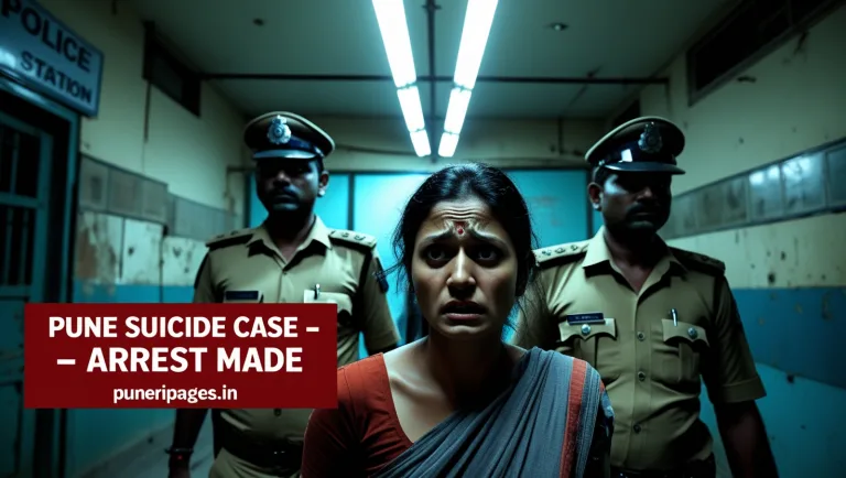 Police escort Buldhana woman arrested in Pune for abetment to suicide, June 2025.