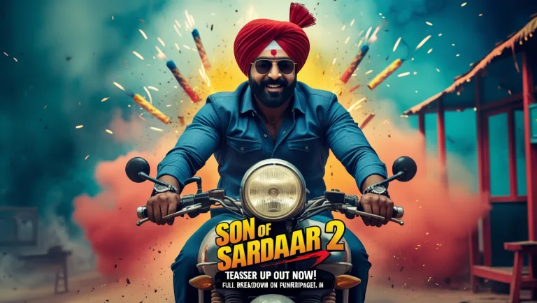 Ajay Devgn-inspired Punjabi action-comedy poster for Son of Sardaar 2 teaser release with puneripages.in branding