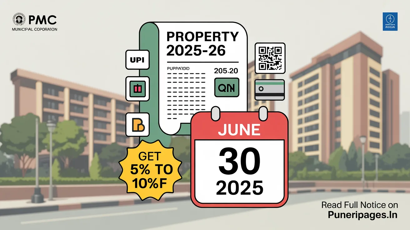 PMC Property Tax 2025-26 reminder illustration with discount and online payment options