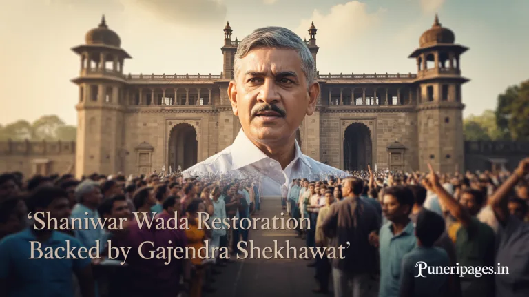 Union Minister Gajendra Shekhawat supports Shaniwar Wada restoration in Pune, featured on puneripages.in