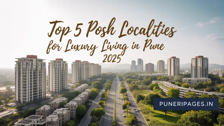 Luxury cityscape of Pune with upscale residential buildings and green parks, highlighting the top posh localities for luxury living in 2025.