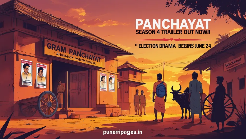 Panchayat Season 4 trailer village election scene with characters and political posters