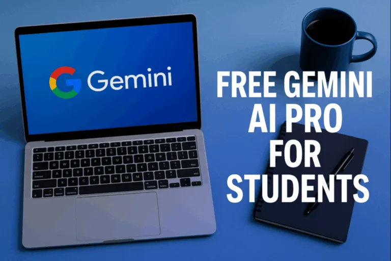 Student using Google Gemini AI on laptop
