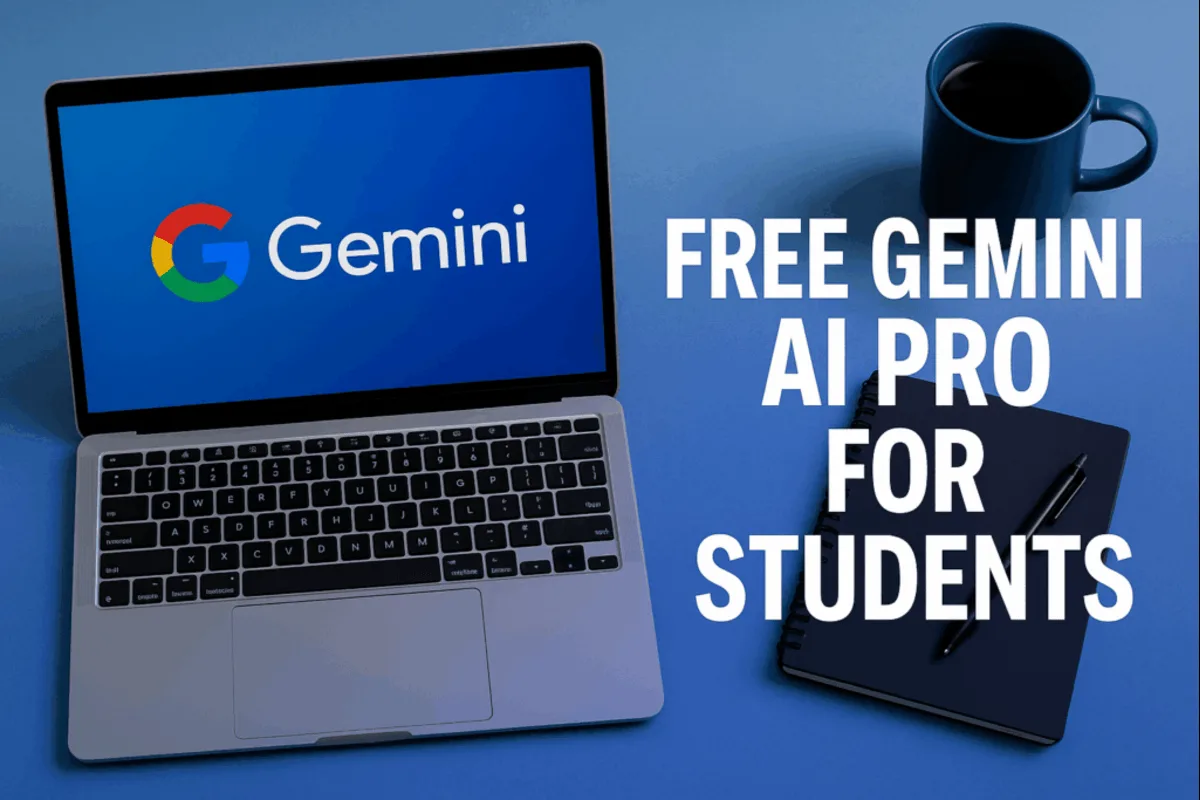 Student using Google Gemini AI on laptop