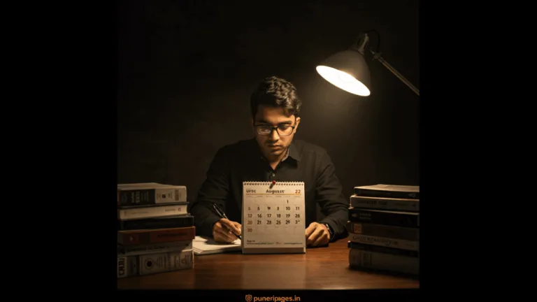 UPSC aspirant preparing with calendar marked for Mains 2025