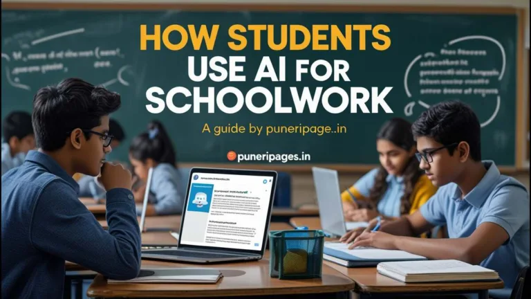Students using AI tools like chatbots and summarizers in a school classroom setting.