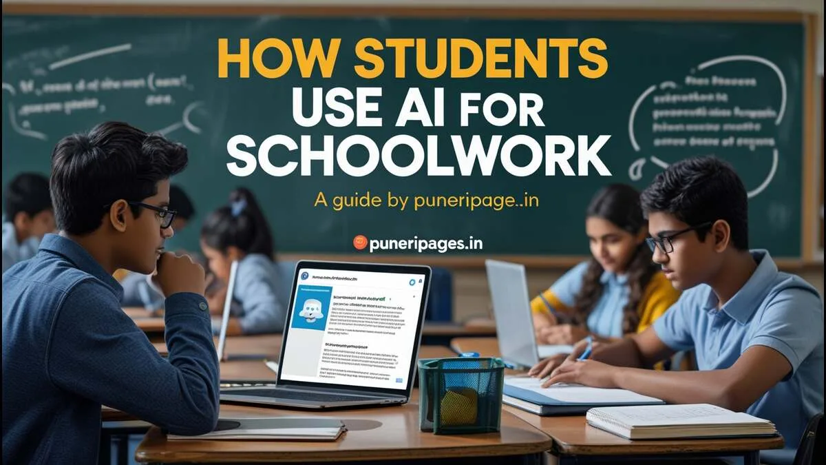 Students using AI tools like chatbots and summarizers in a school classroom setting.