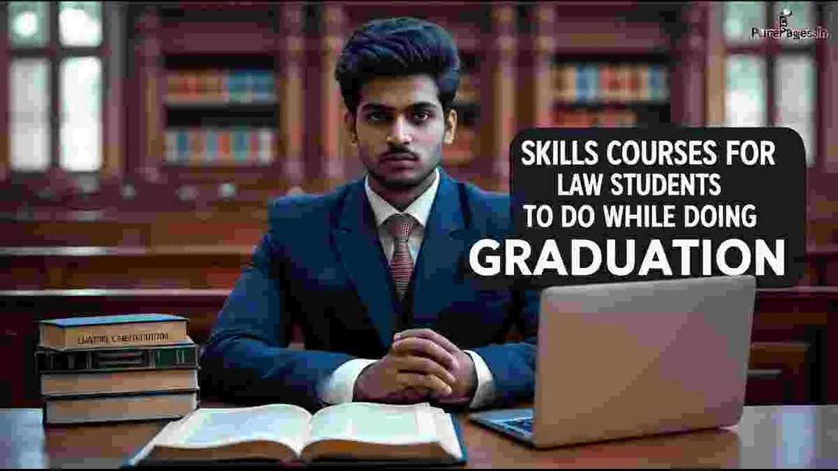 Indian law student studying legal skills with books and laptop