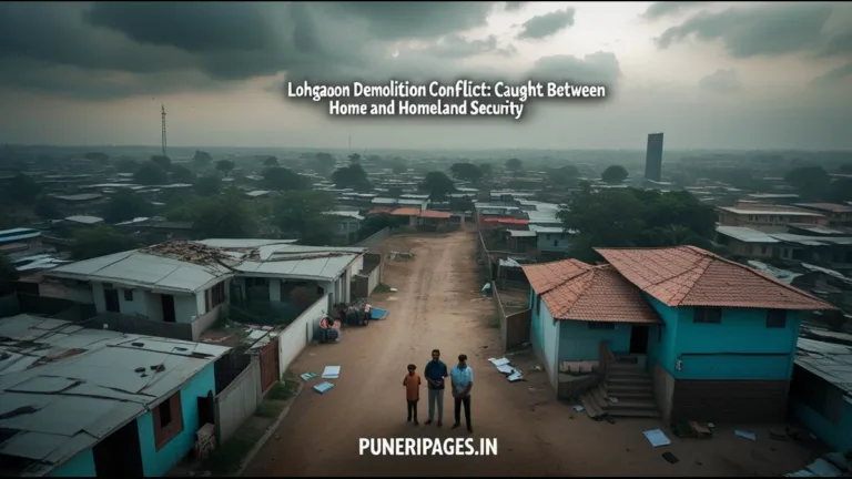 Aerial view of Lohgaon homes near Air Force wall under demolition threat