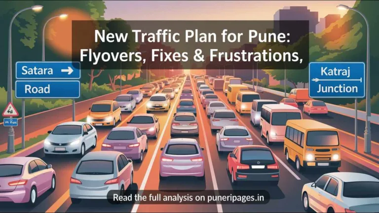 "Evening traffic congestion on Pune's Satara Road, symbolizing the urgent need for the new traffic plan."