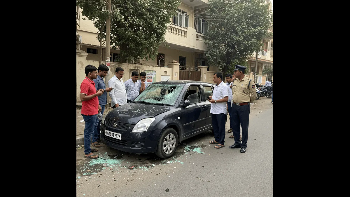 Damaged vehicles after street vandalism incident in Pune