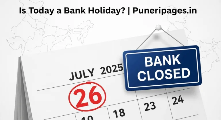 Illustration showing a calendar and a closed bank sign with "July 26, 2025" highlighted.