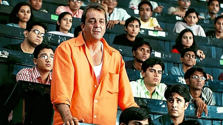 Sanjay Dutt as Munna Bhai with Circuit, symbolizing the emotional and humorous transformation of the film