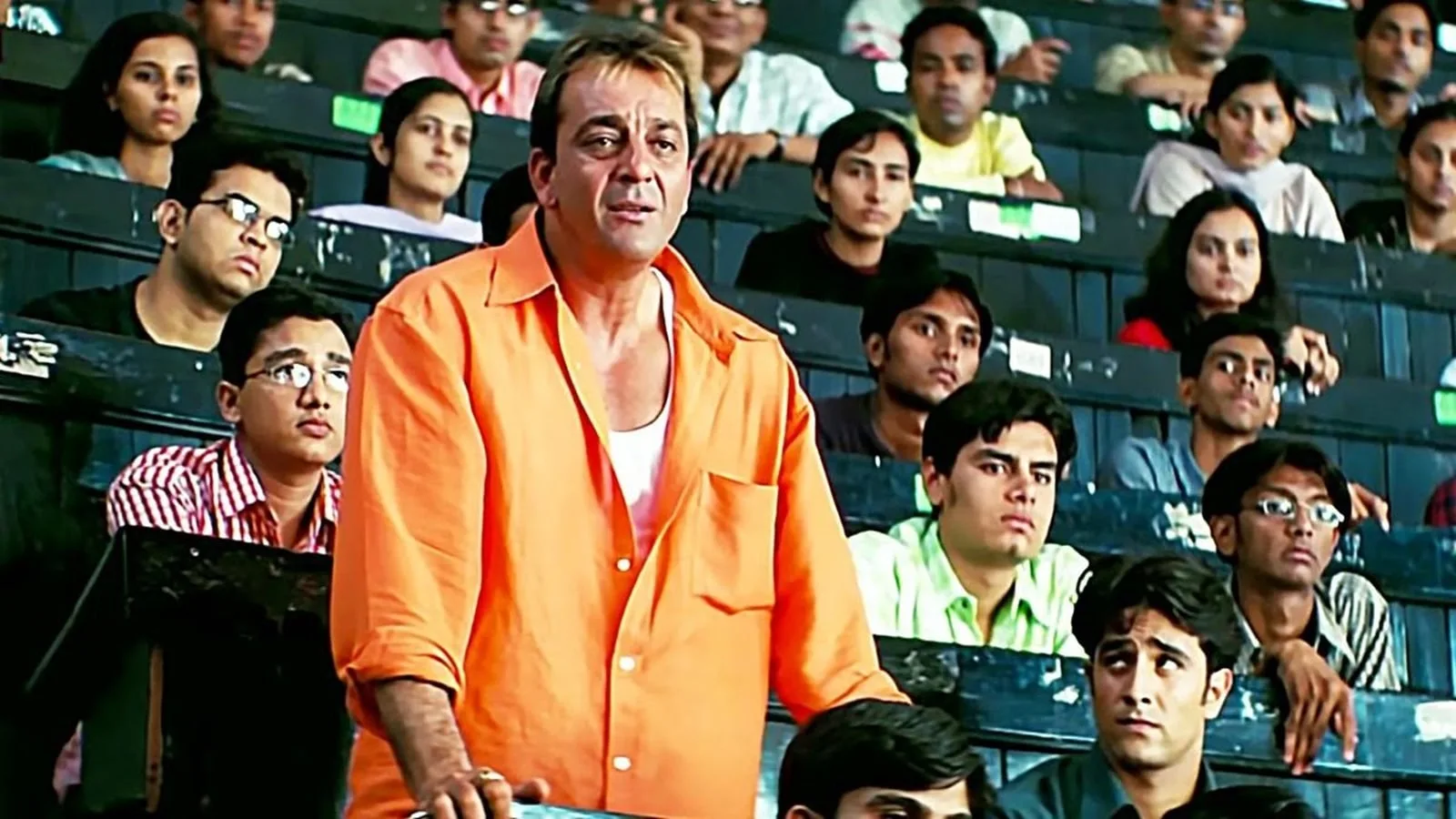 Sanjay Dutt as Munna Bhai with Circuit, symbolizing the emotional and humorous transformation of the film