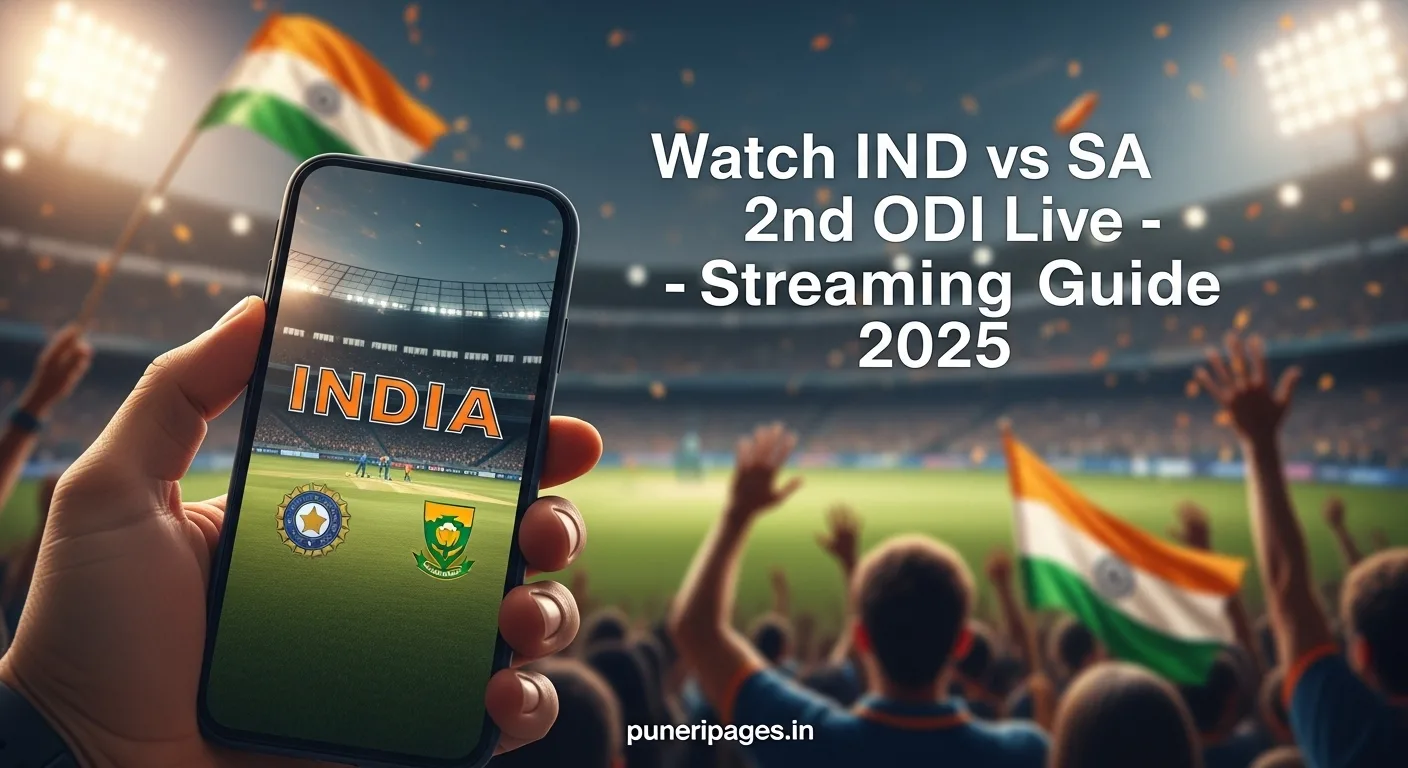 Live cricket streaming of India vs South Africa 2nd ODI on mobile with cheering fans in the background.