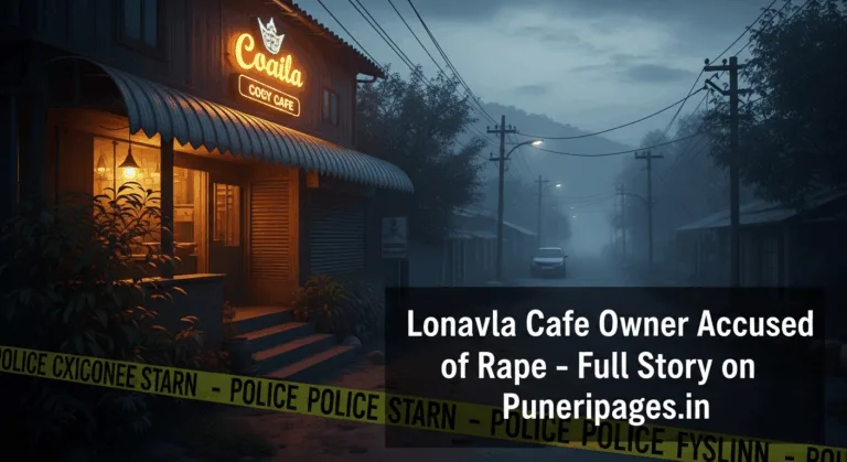 Dimly-lit Lonavla cafe with police tape indicating crime scene