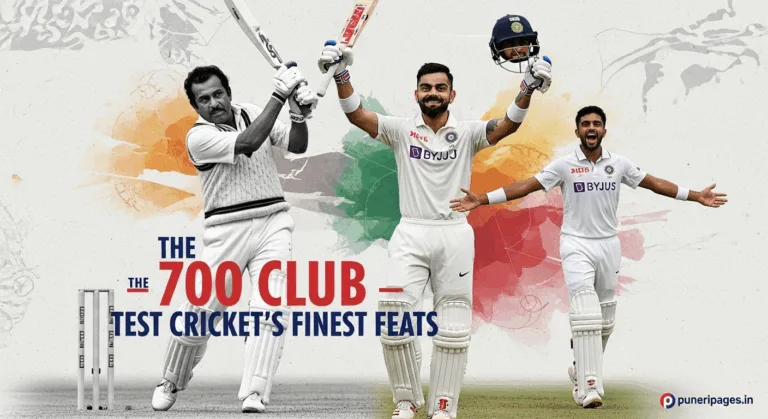 Collage of three iconic Indian batsmen who scored 700+ runs in a Test series — Gavaskar, Kohli, and Jaiswal.
