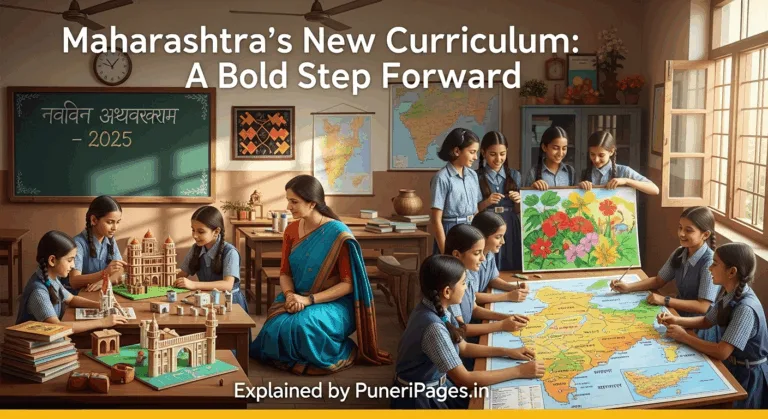 Students in a Maharashtra classroom engaged in activity-based learning under the new 2025 curriculum.
