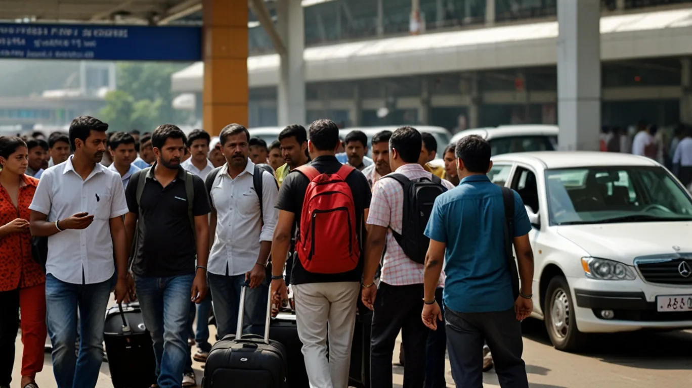 Stranded passengers at Pune Airport during Ola/Uber strike