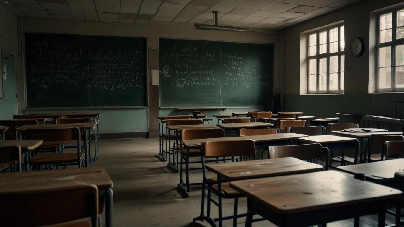 Empty medical classroom with stethoscope and anatomy sketches highlighting Pune's medical education crisis.