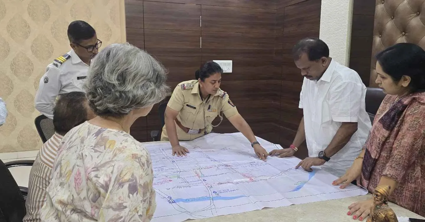 Overhead map showing Aundh Pattern traffic flow improvements in Pune