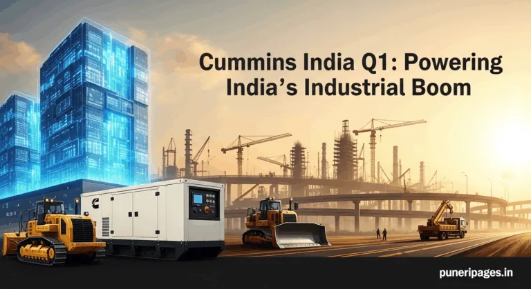 Cummins generator in front of data centers and construction sites representing India's industrial and infrastructure growth.