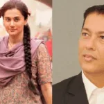 Taran Adarsh with Bollywood movie posters and box office stats in background
