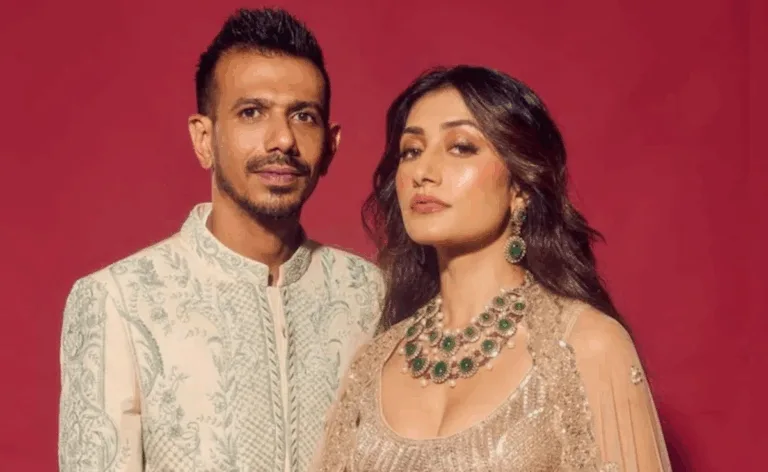 Yuzvendra Chahal and Dhanashree Verma smiling together with ‘No Divorce – Rumor Debunked’ text overlay and puneripages.in branding.