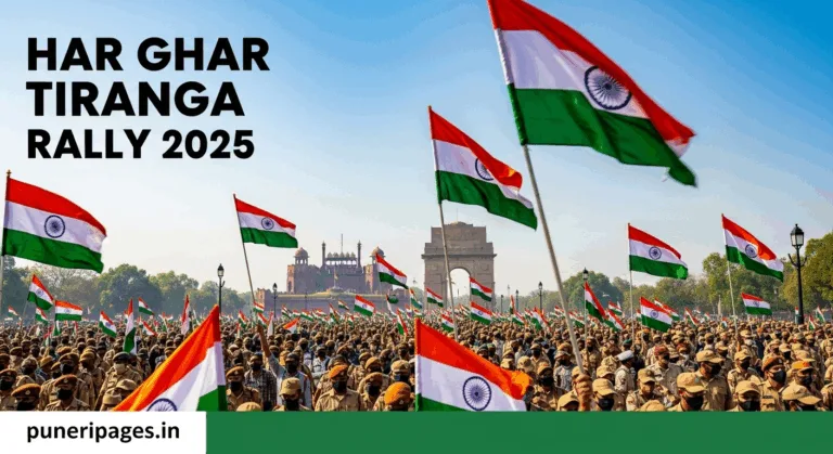 CRPF Har Ghar Tiranga Rally 2025 at India Gate with massive crowd waving Indian flags.