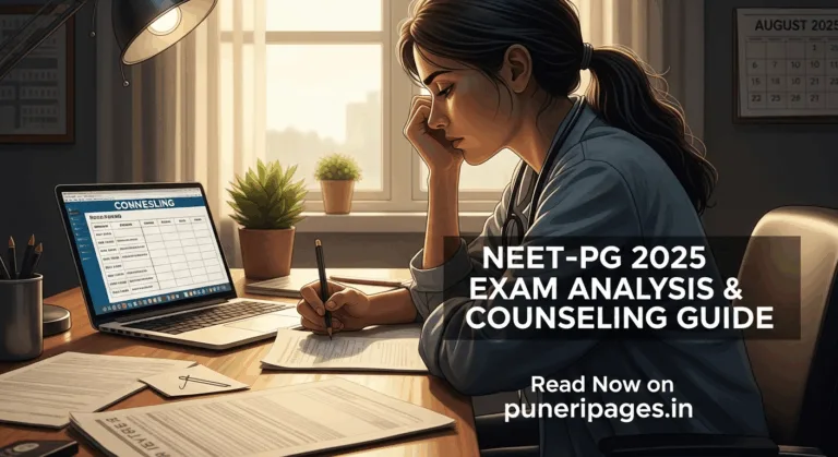 Hopeful NEET-PG 2025 candidate reviewing exam papers and counseling schedule with article title overlay
