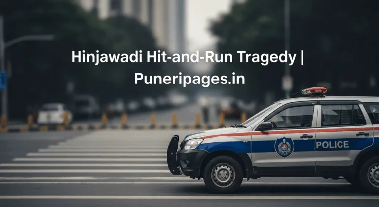 Pune Police vehicle symbolizing the arrest in the Hinjawadi hit-and-run case that killed an 11-year-old girl.