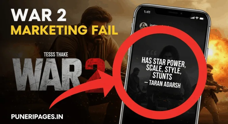 A smartphone screen showing YRF’s Instagram post of a misleading War 2 review, with red highlights pointing to the quote in question."