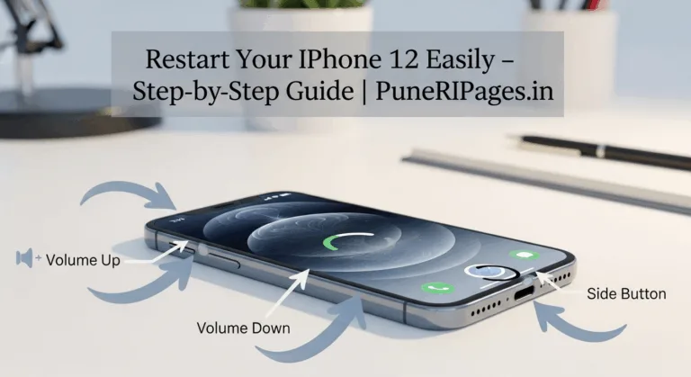 Step-by-step guide to restarting an iPhone 12 with Volume and Side buttons highlighted – PuneRIPages.in