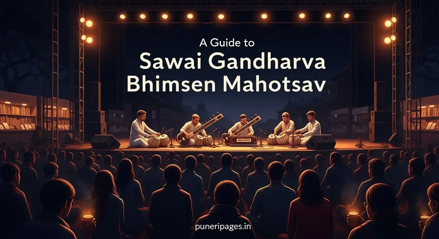 Sawai Gandharva Bhimsen Mahotsav in Pune – audience enjoying Indian classical music under winter night sky