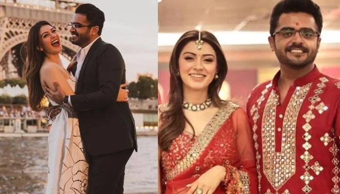 Hansika Motwani wedding photo fades away with social media background, symbolizing divorce rumors.