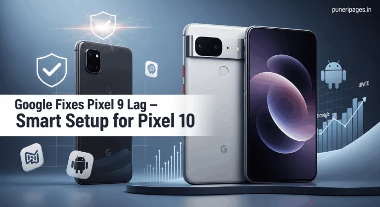 Google Pixel 9 and Pixel 10 with software fix and strategy visual, showing update and futuristic themes.