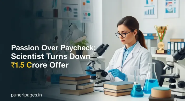 A confident female scientist in a lab setting, symbolizing dedication and choosing passion over a high-paying job.