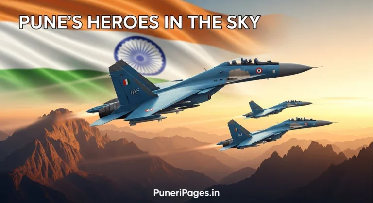 Indian Air Force fighter jets with Indian flag backdrop — Pune’s Wing Commander Gaurav Boralkar and Squadron Leader Sourabh Rajkumar Shinde honoured with Mention-in-Despatches award for Operation Sindoor.