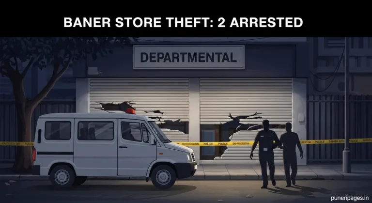 Police arrest two men in connection with a Baner departmental store theft in Pune where cash and an LED TV were stolen.