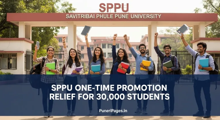 Group of SPPU students celebrating after university allows one-time promotion for 30,000 backlog students – PuneriPages.in