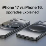 Conceptual image of iPhone 17 vs iPhone 16 showing design and camera upgrades
