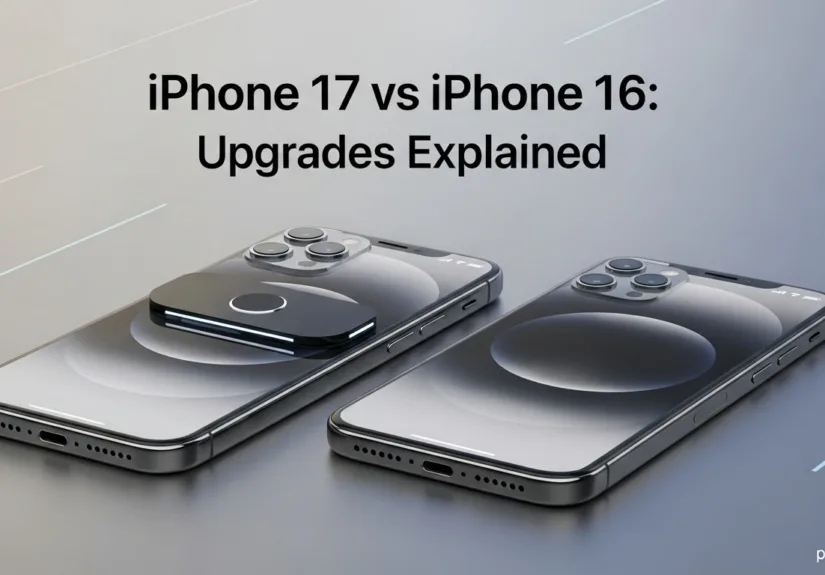 Conceptual image of iPhone 17 vs iPhone 16 showing design and camera upgrades