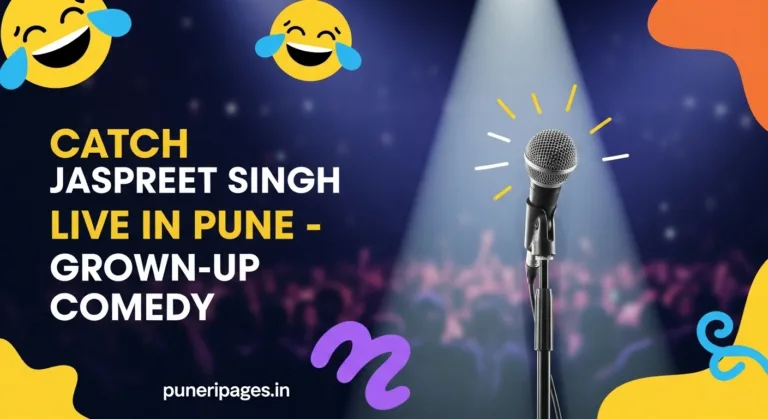 Jaspreet Singh performing live in Pune for his stand-up comedy show ‘Grown-Up’ – cover image for puneripages.in article.