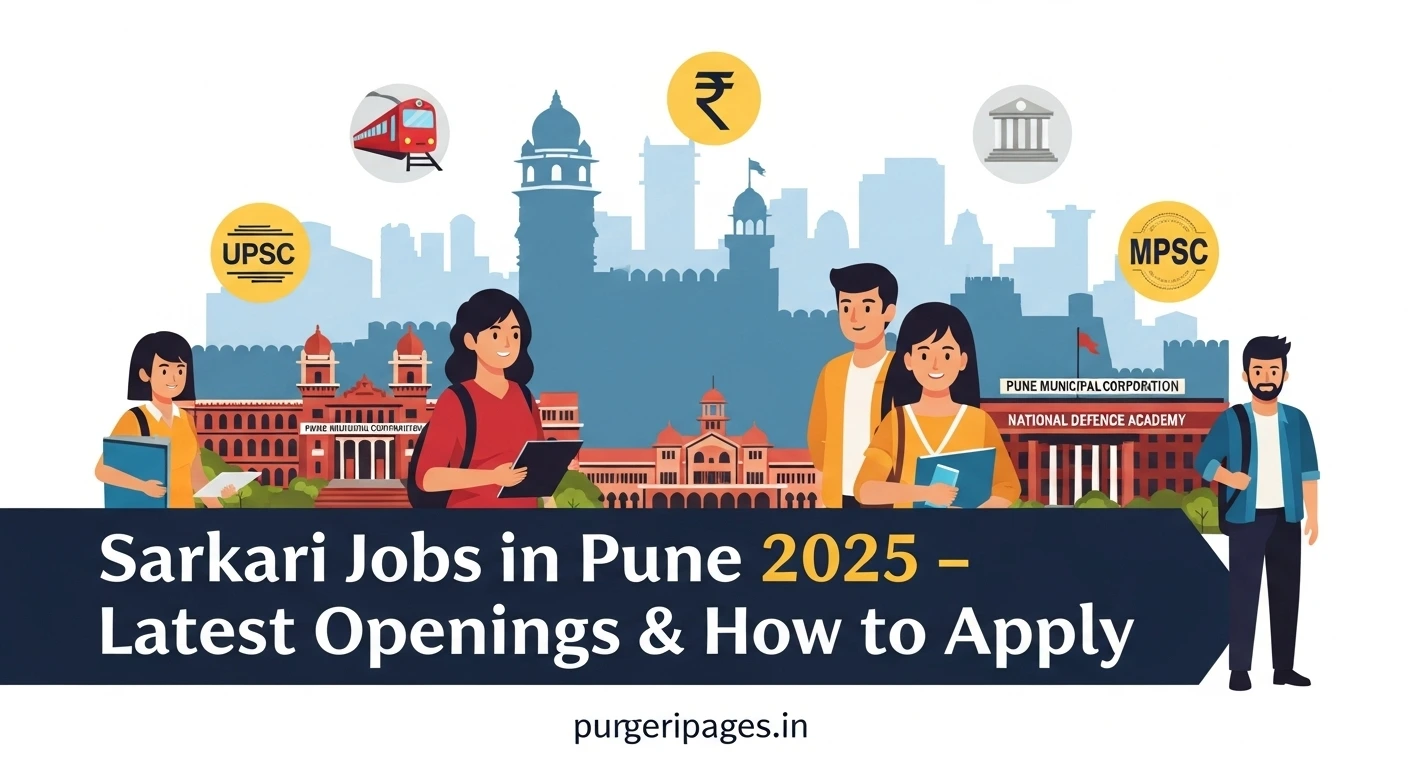 Sarkari Jobs in Pune 2025 – Latest government job openings, MPSC, PMC, PCMC, UPSC, Defence, Banking recruitment updates with puneripages.in guide.