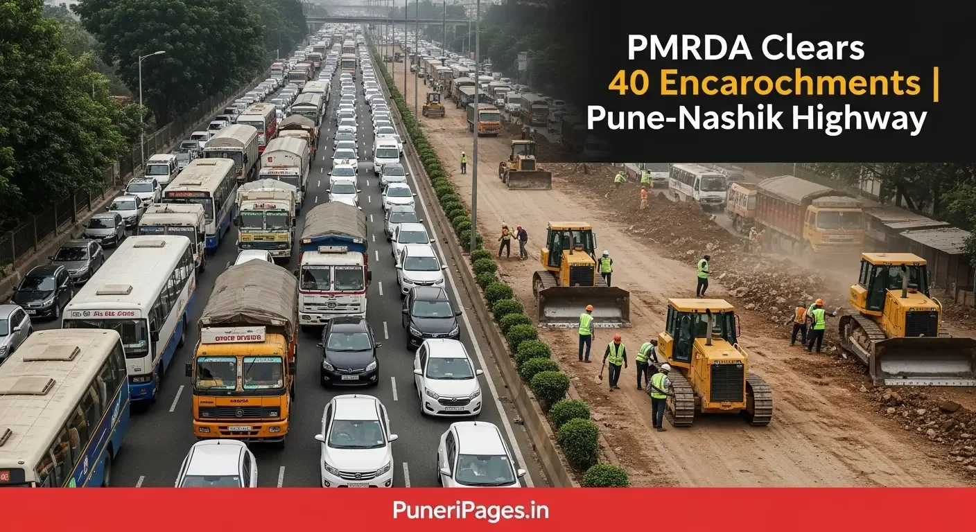 PMRDA anti-encroachment drive clears 40 illegal structures on Pune-Nashik Highway in Chakan to ease traffic – PuneriPages.in