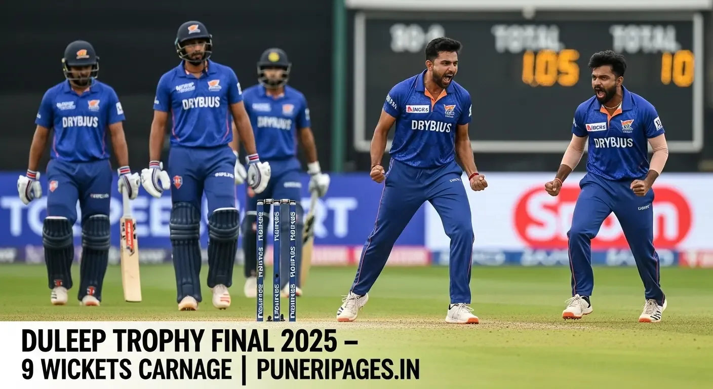 Duleep Trophy Final 2025 – Central Zone bowlers Kumar Kartikeya and Saransh Jain take 9 wickets to crush South Zone