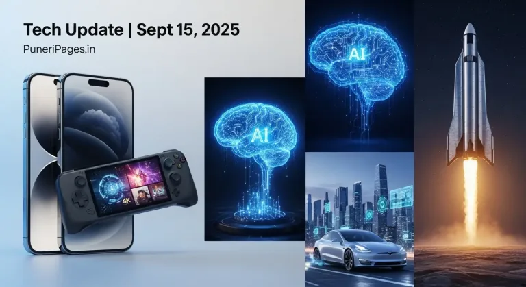 Tech Update September 15, 2025 – iPhone 17, AI rules, Nintendo Switch Pro, Tesla FSD, and SpaceX news by PuneriPages.in