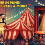 Cover image for PuneriPages.in article on September 2025 events in Pune – featuring circus acts, stand-up comedy by Bassi and Aakash Gupta, and Kukdukoo kids’ carnival.