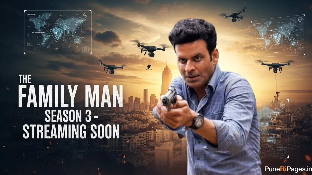 “Indian spy action web series season 3 promotional poster featuring intelligence agent in dramatic city background with drones”